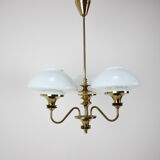 Mid-Century Brass Chandelier, Czechoslovakia, 1970s, Made in Jablonec Glassworks