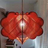 Vintage 1960s wooden hanging lamp