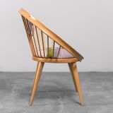 Circular armchair in 60s velvet vintage modern