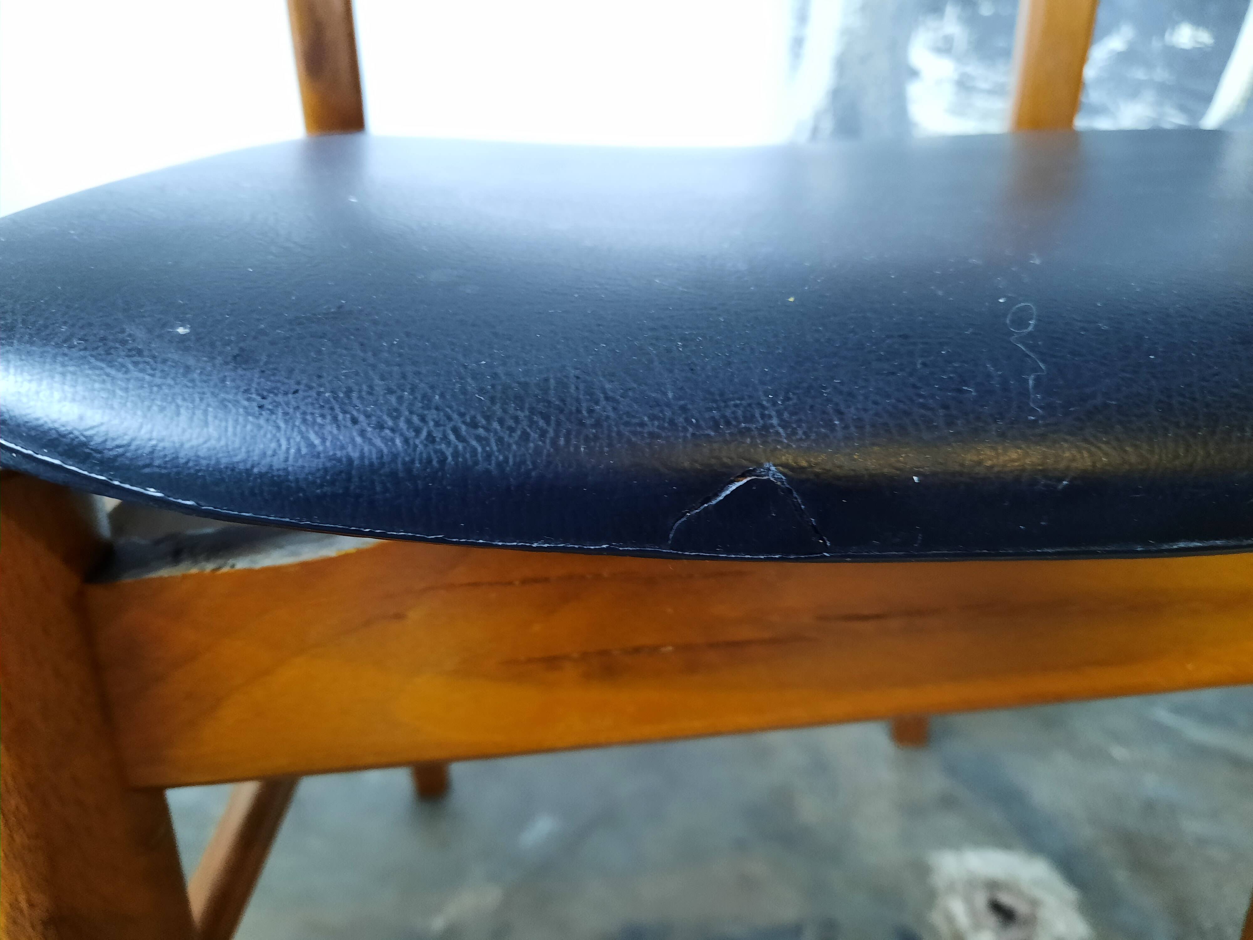 Set of 4 vintage Scandinavian chairs with Skaï seat