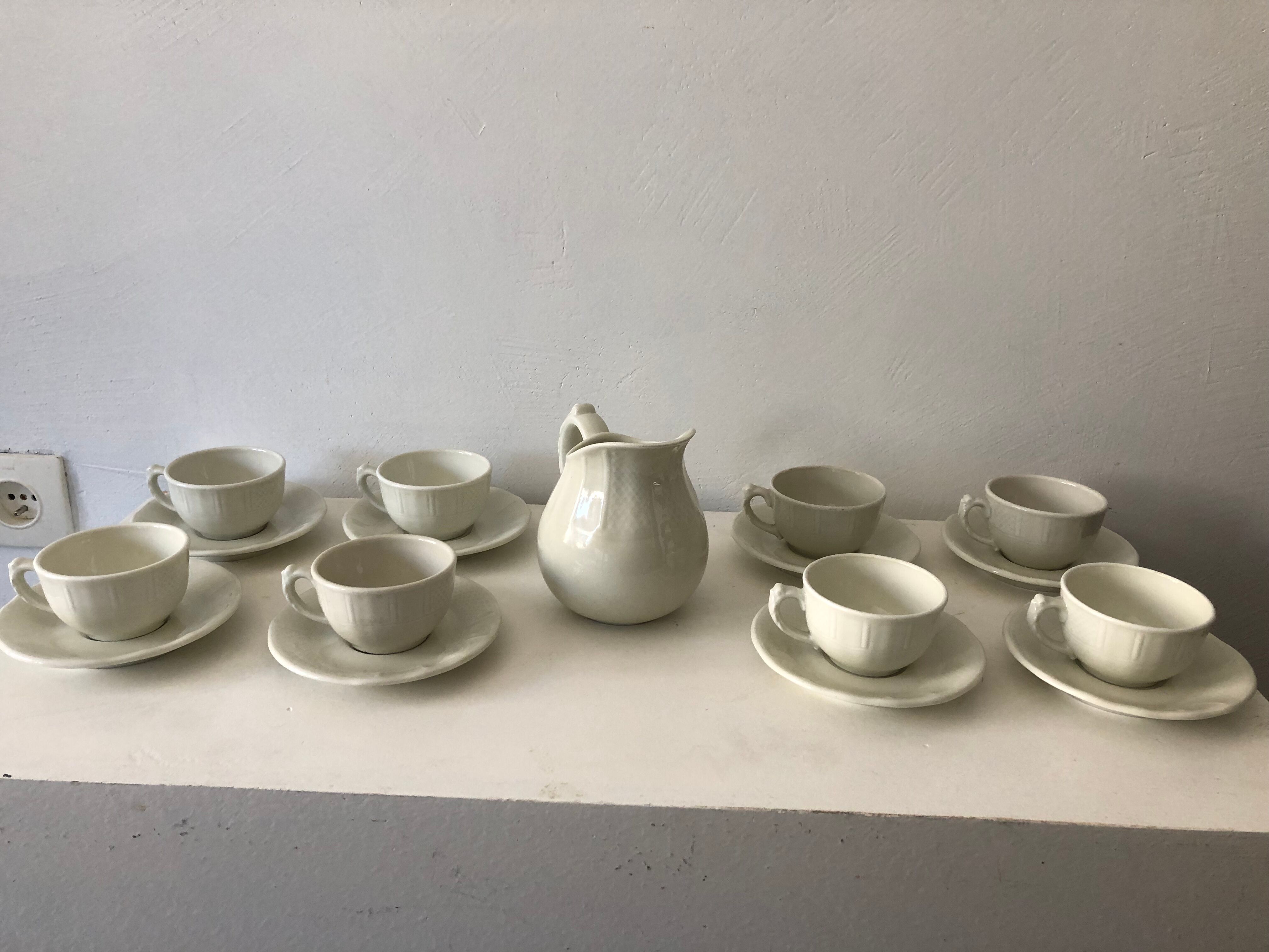 Coffee, cups, Bernardaud Limoges porcelain service.