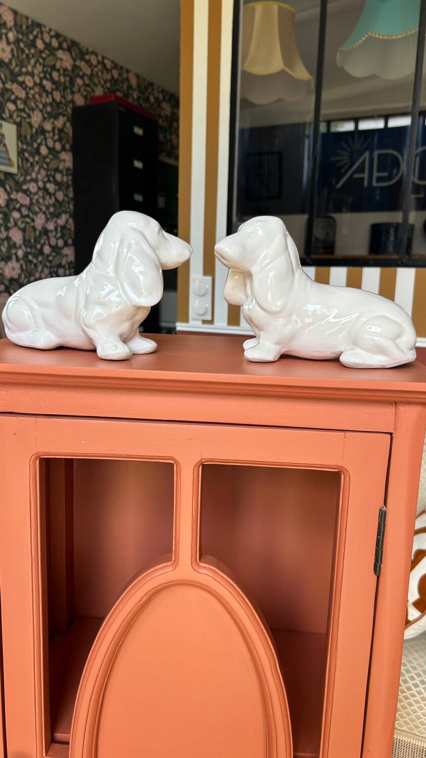 Couple de chiens en céramique