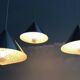 Set of 3 mid-century glass cone-shaped chandeliers, 1970s