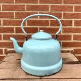 Large vintage kettle in blue enameled sheet metal