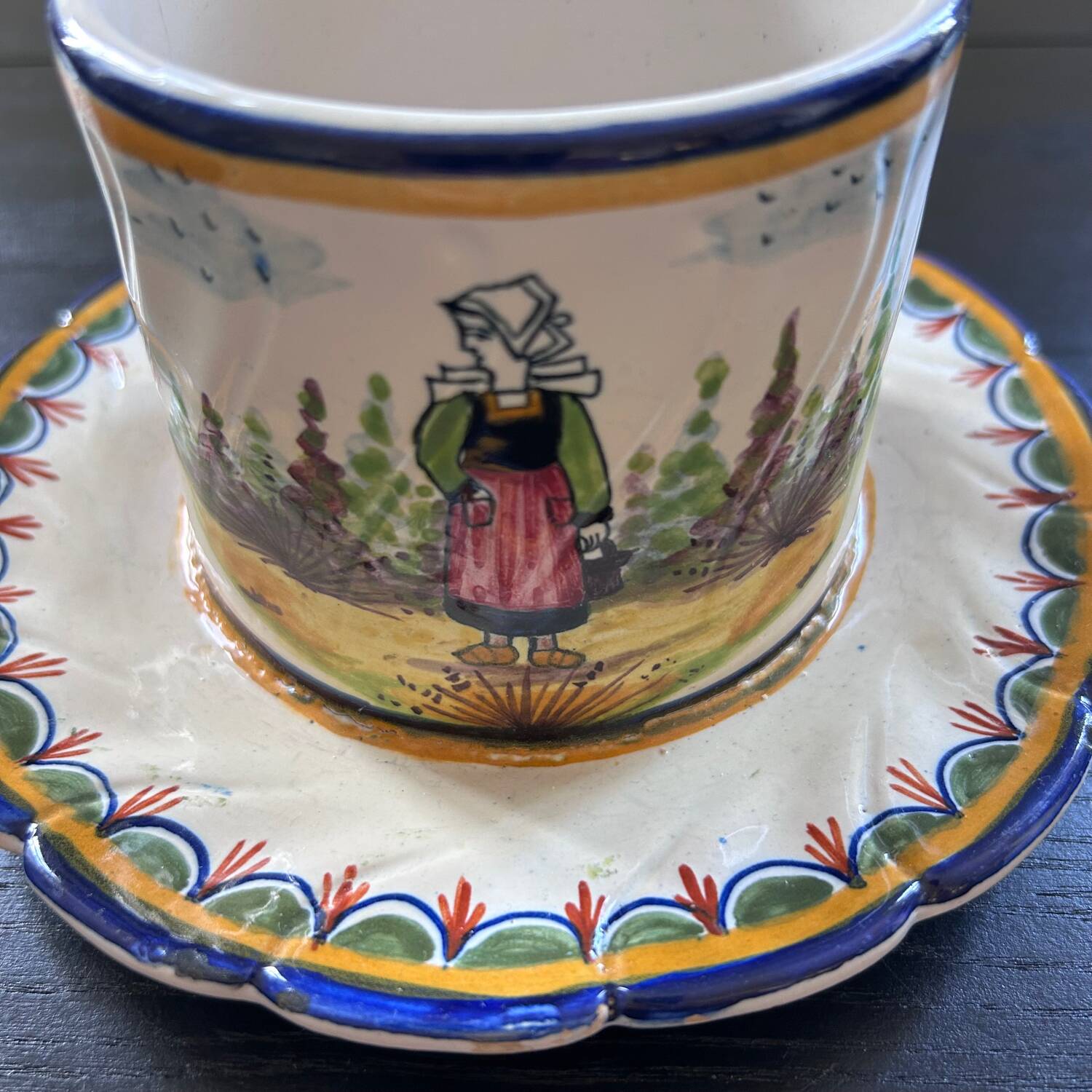 Butter dish signed HB Quimper