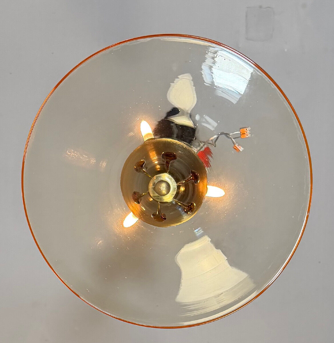 Venetian lustre in gilded and orange Murano glass, circa 1920.