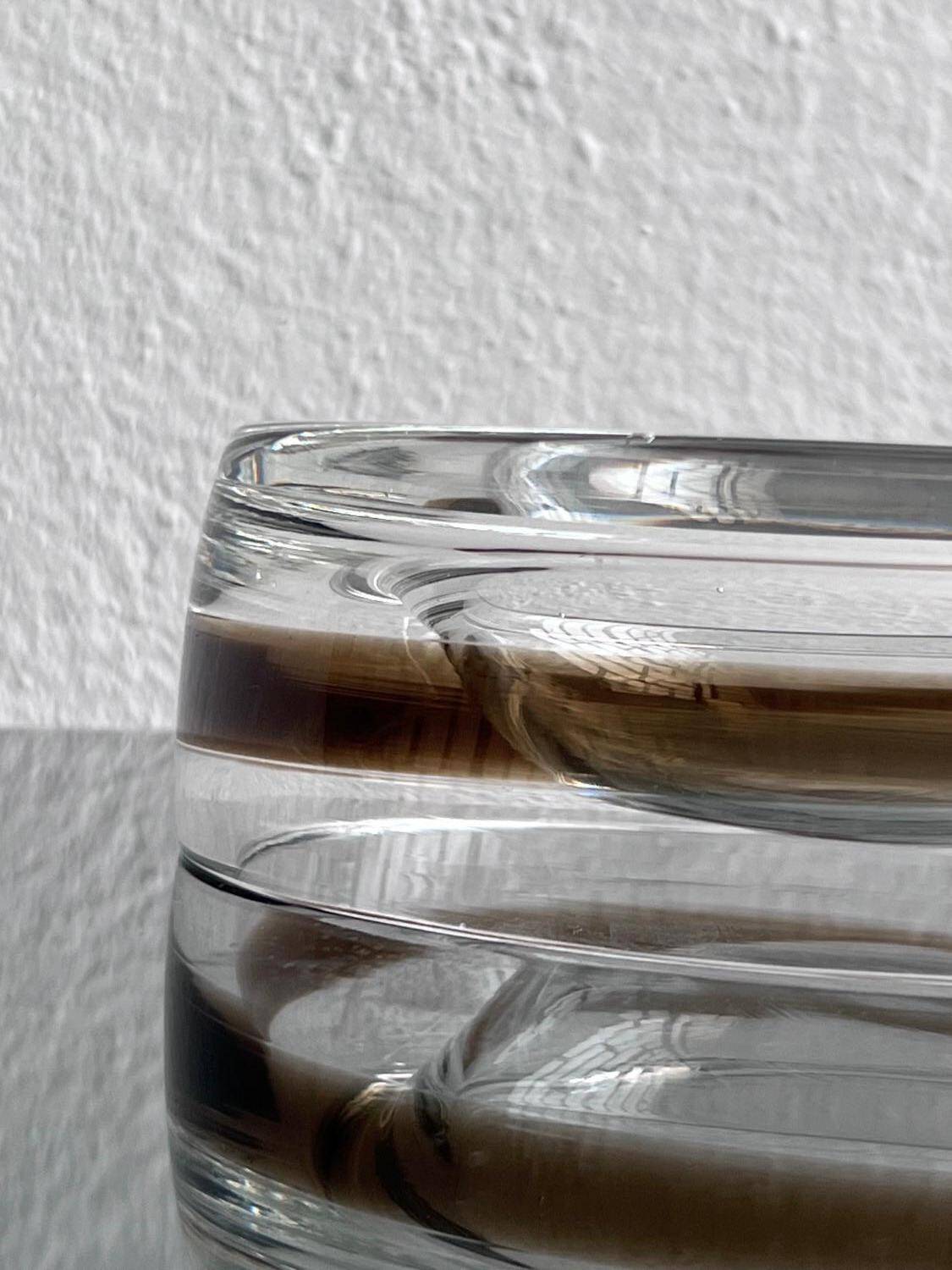 Timeless Murano glass valet tray in clear and brown glass 1970's