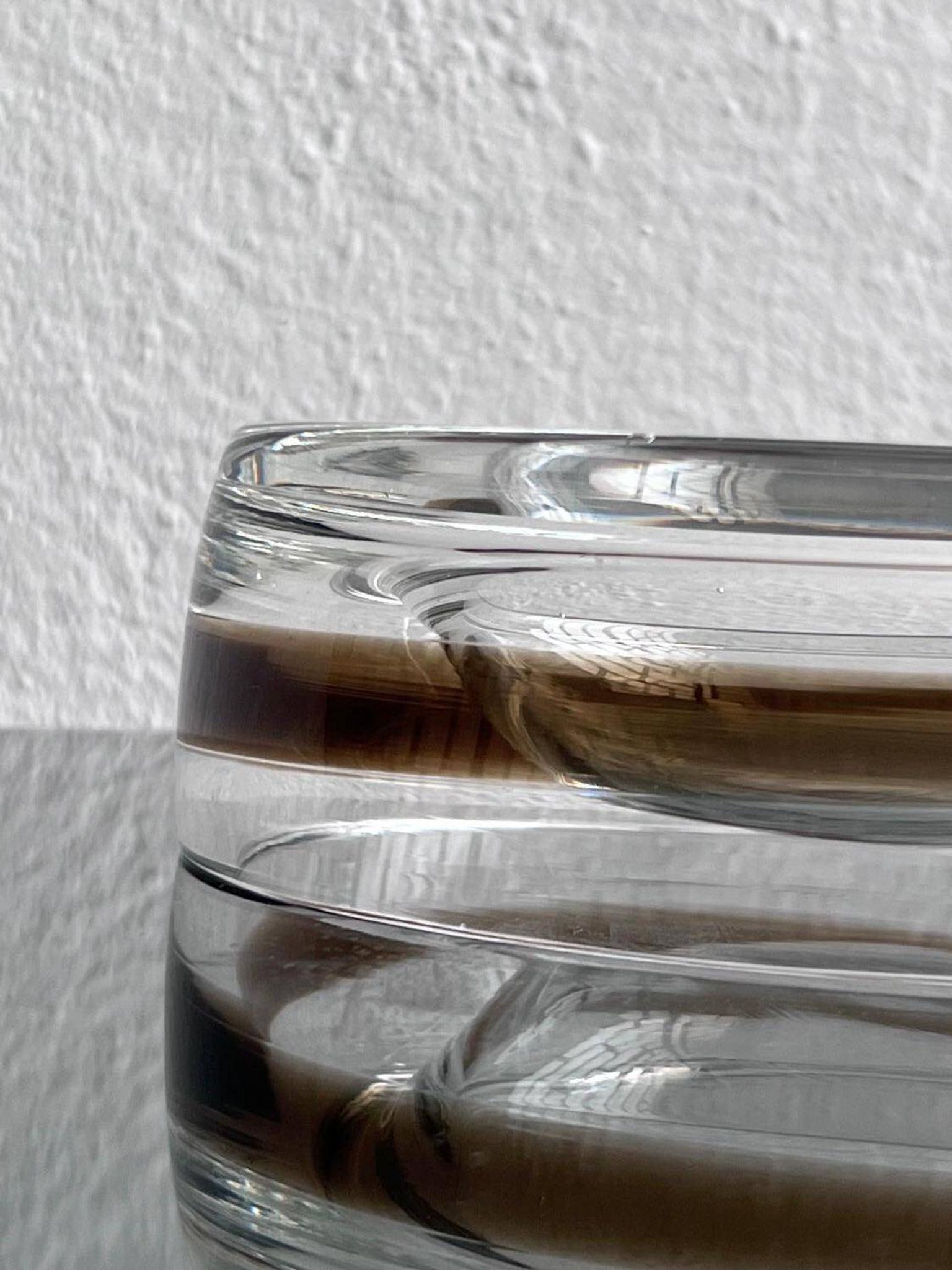 Timeless Murano glass valet tray in clear and brown glass 1970's