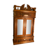 Lion's head oak shelf cabinet