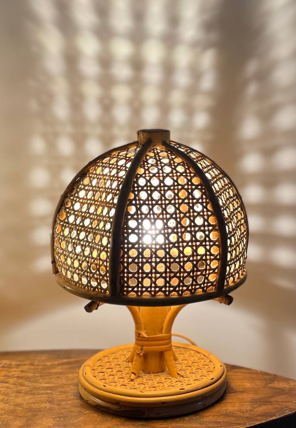 Pair of Italian rattan lamps