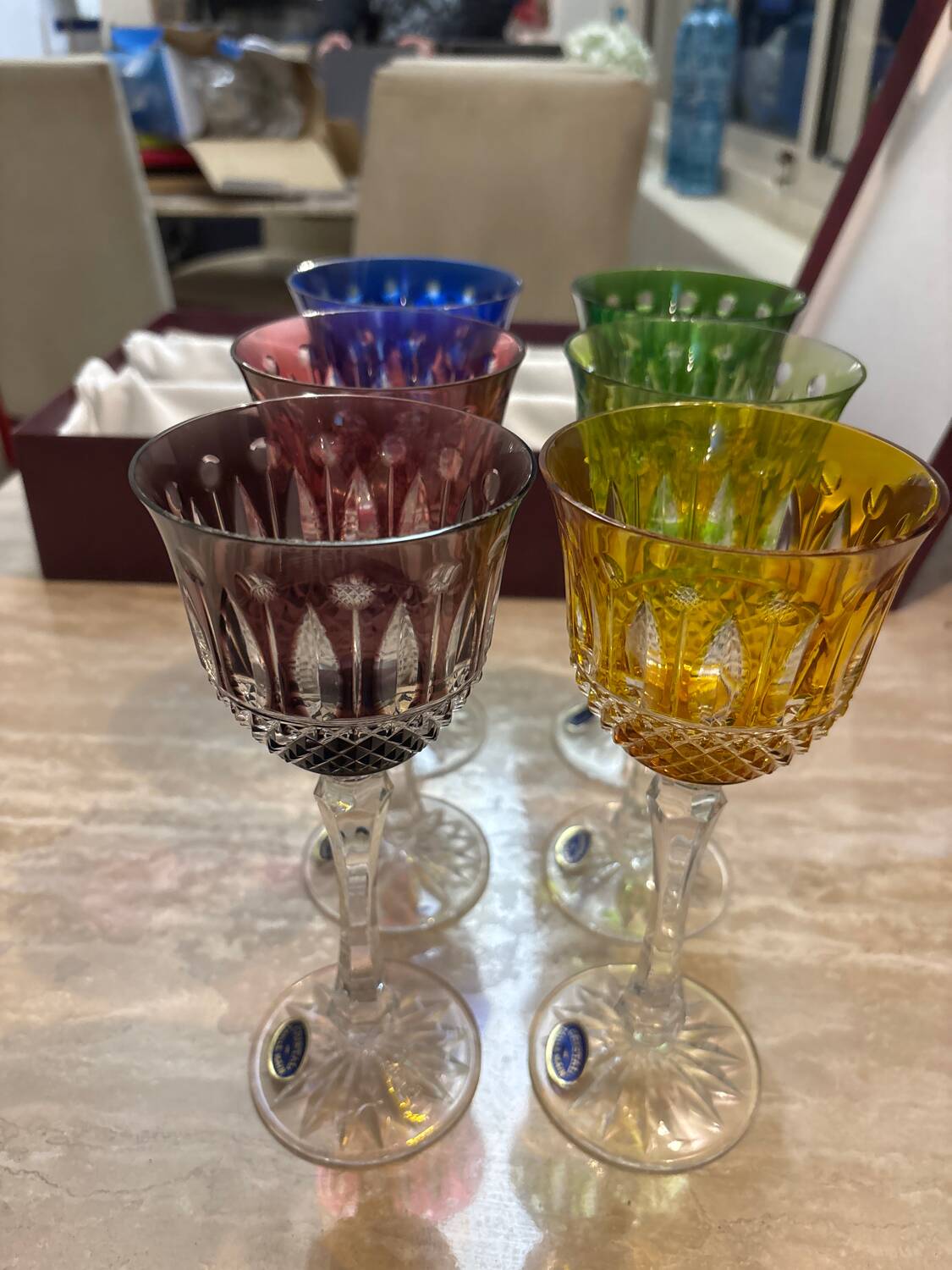6 Roemers crystal wine glasses