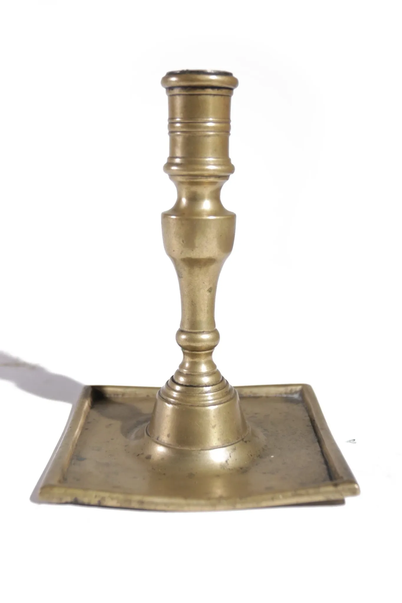 17th-century Spanish brass candlestick with square base