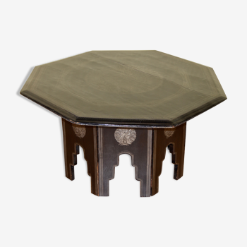 Table basse marocaine en bois laqué noir