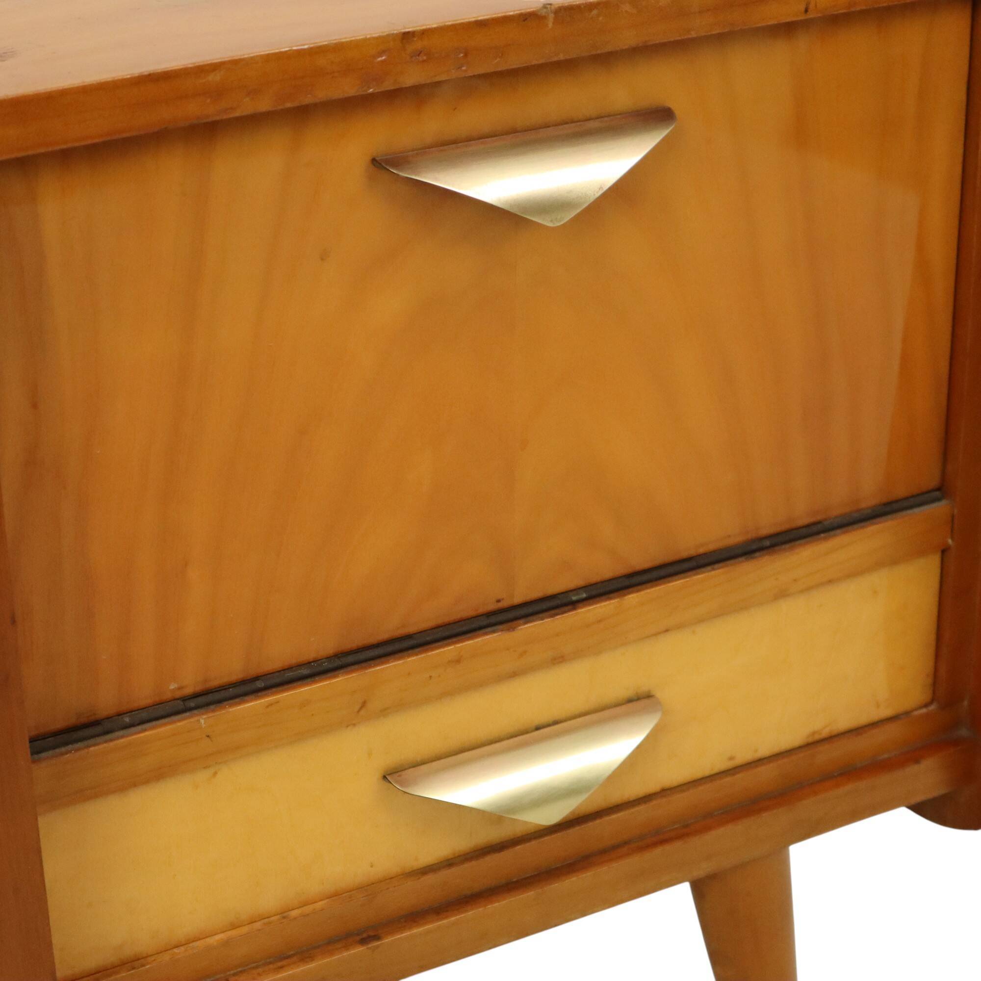 Pair of Fifties Rockabilly Wooden Bedside Tables Vintage Design