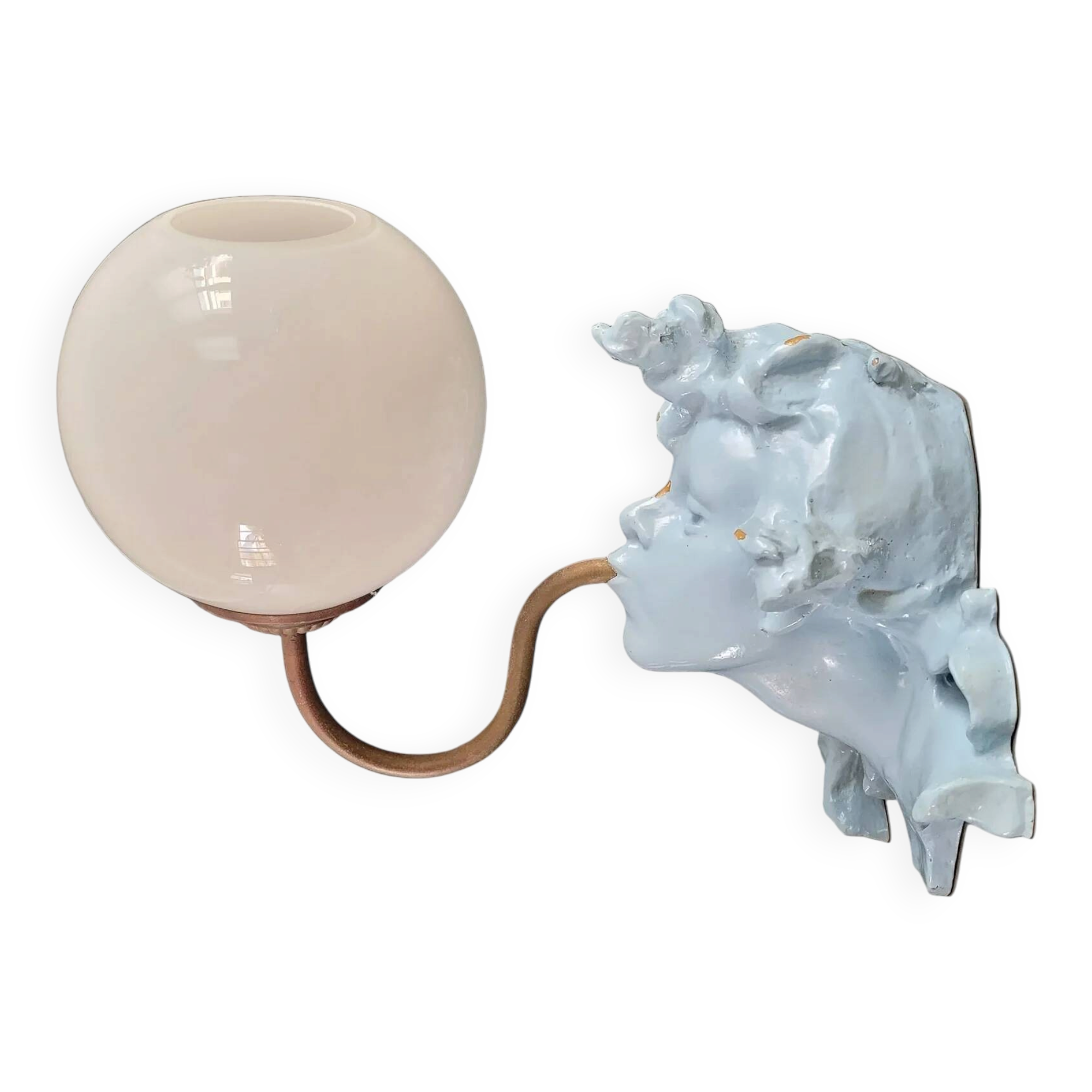 Vintage opaline globe sculptural wall light