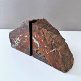 Serre-livres vintage en bois pétrifié, décoration de bibliothèque, étagère marbrée