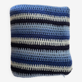 Plaid seventies tricoté main  en laine