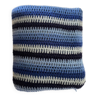 Plaid seventies tricoté main  en laine