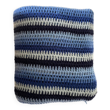 Seventies hand-knitted wool blanket