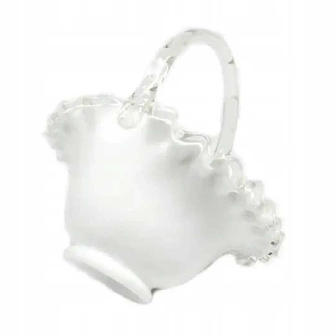 Decorative basket, white glass, Poland, 1970s