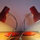 Paire de lampes de table rouges Midcentury Napako, années 1970