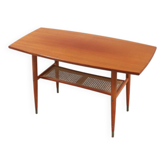 Vintage teak coffee table with double caned top 1960 Denmark