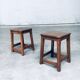 Set of Belgian Handcrafted Wooden Stools, 1940s
