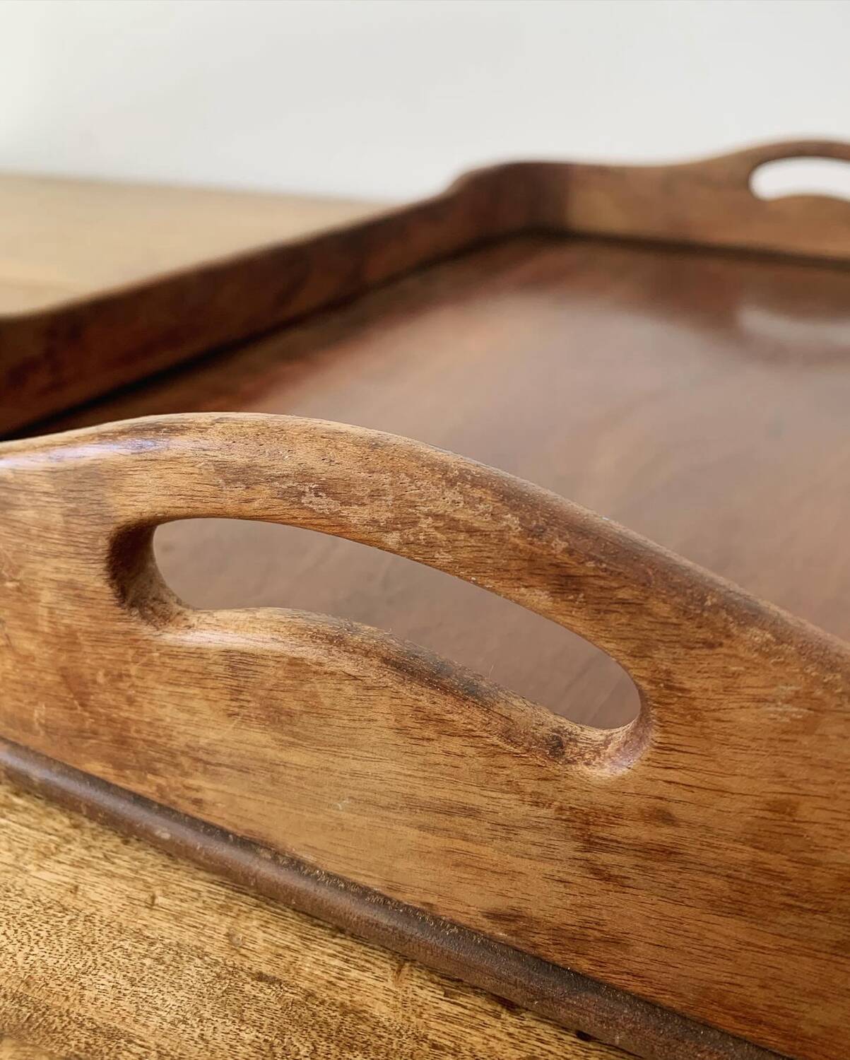 Old large wooden tray