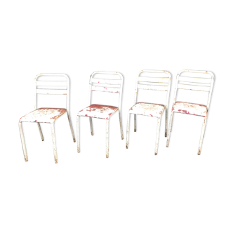 Lot de 4 chaises Tolix blanches