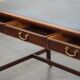 Writing desk/desk on wheels in English style with a blue leather top