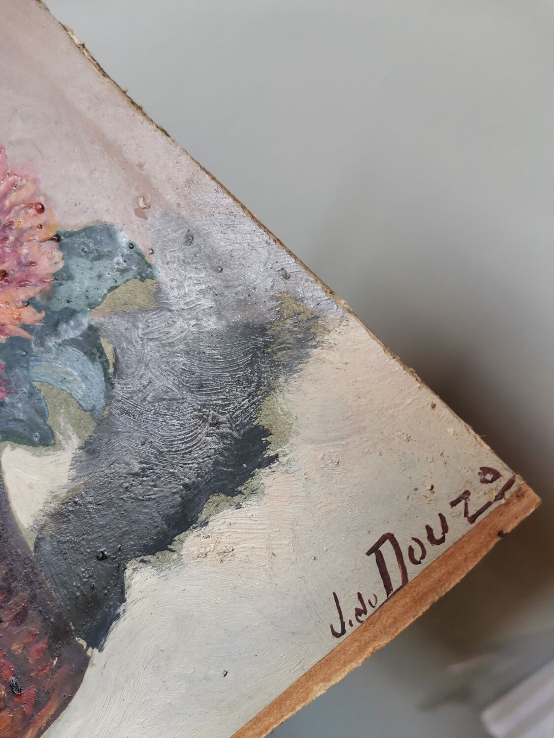 Original painting signed framed bouquet vintage flower