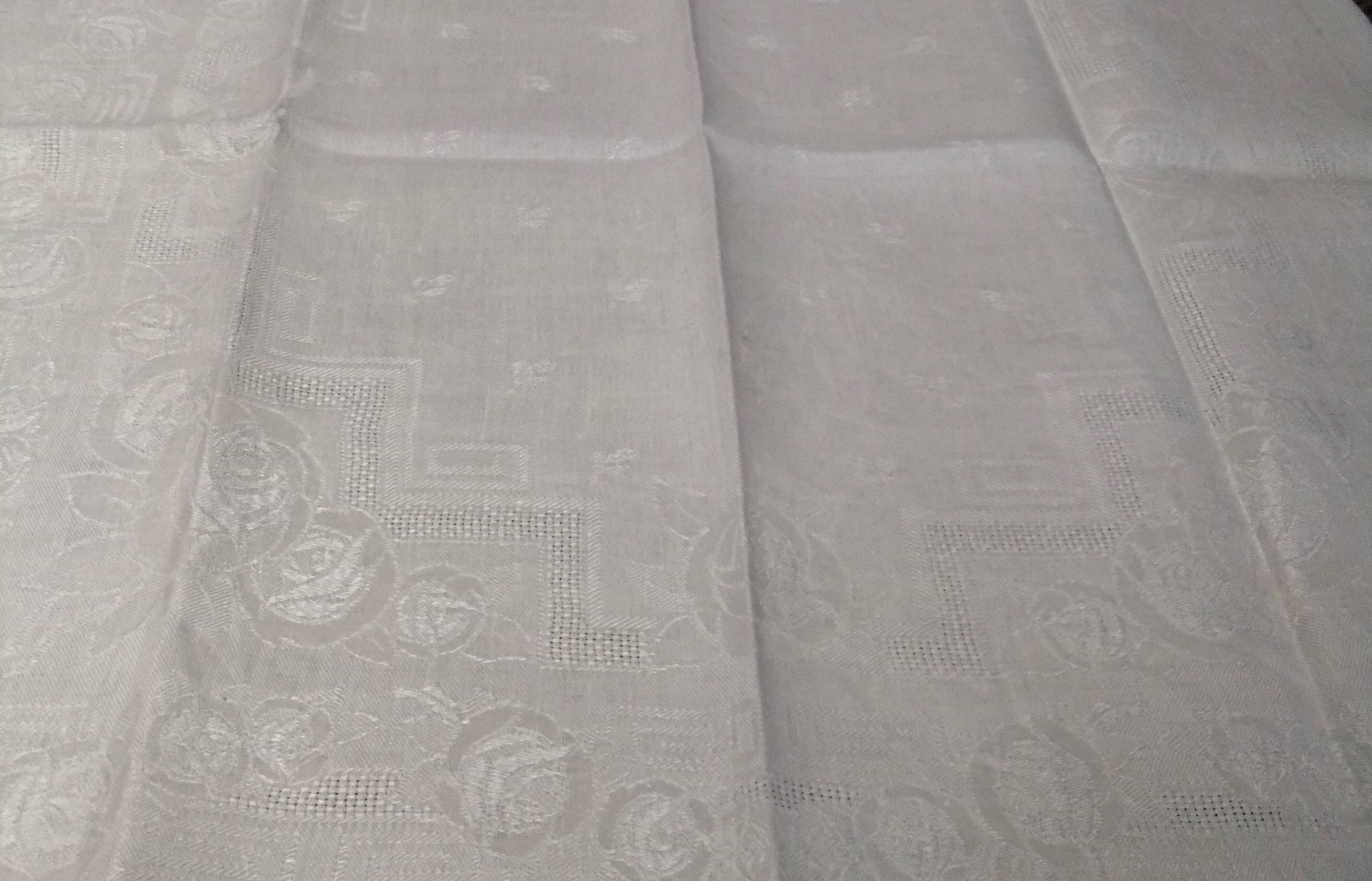 Old art nouveau damask napkins foral 60 cm