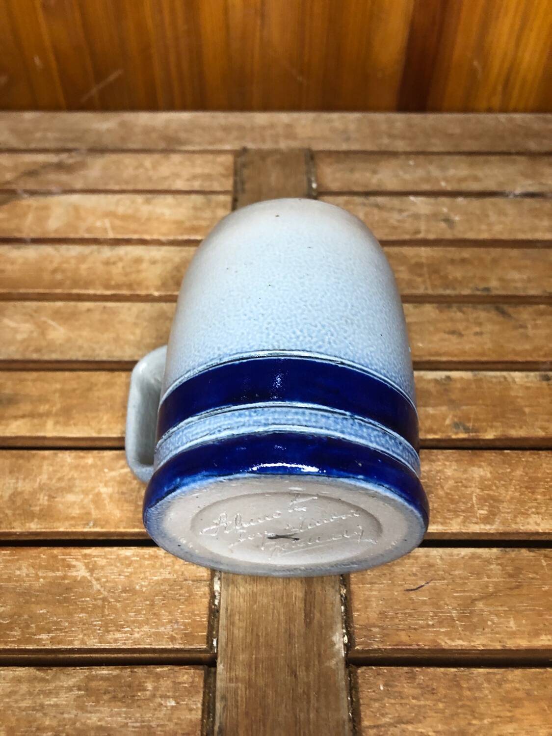 Old BETSCHDORF Tankard Gray Blue Sandstone Vintage #A604