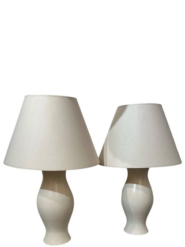 Paire de lampes en céramique blanches