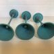 Trio of candlesticks patinated blue green vintage
