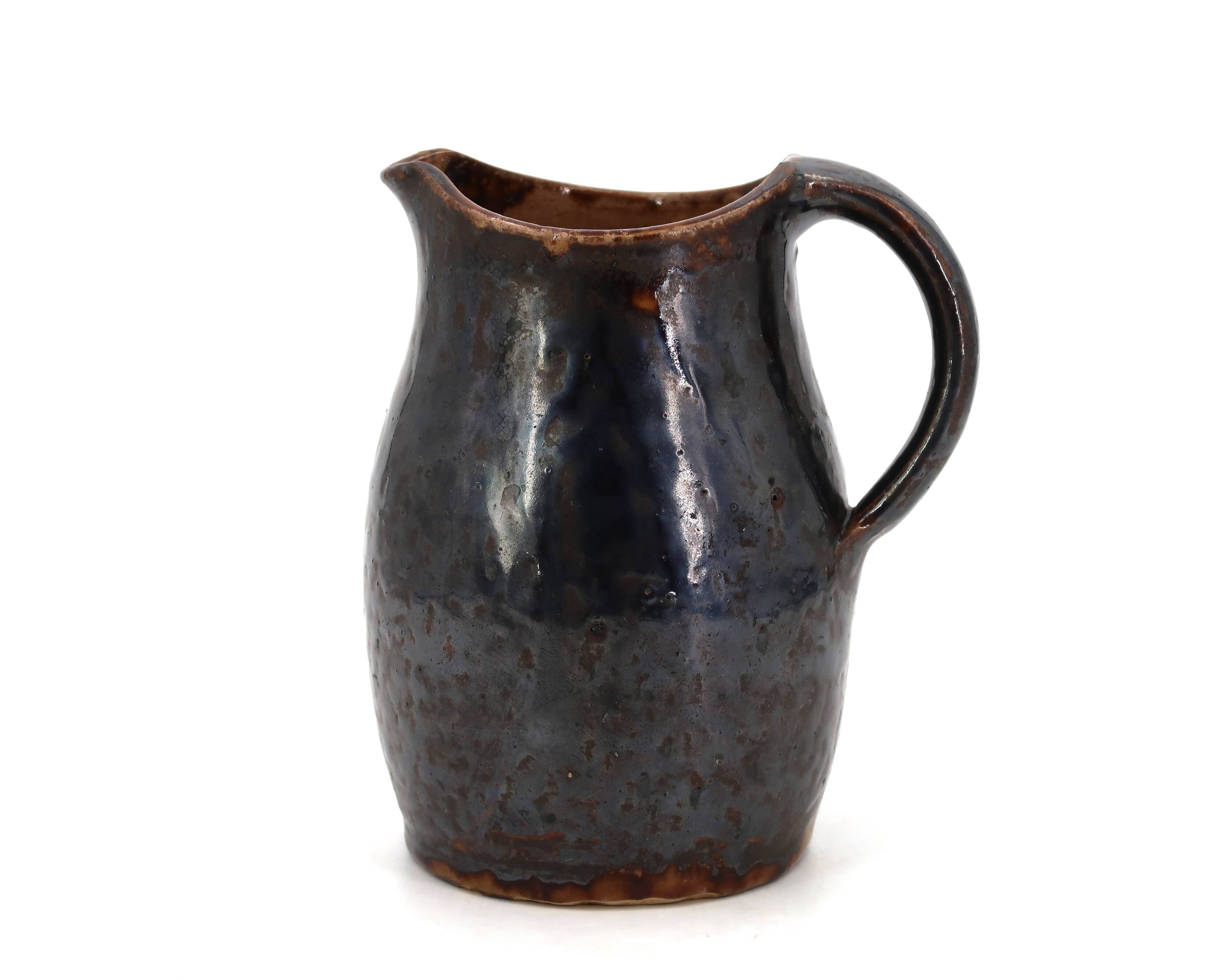 Black stoneware pitcher by Jean Talbot, La Borne ceramics from the 1940s.