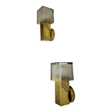 Pair of cubic Murano glass wall lights by Gaetano Sciolari, Italy, circa 1970s