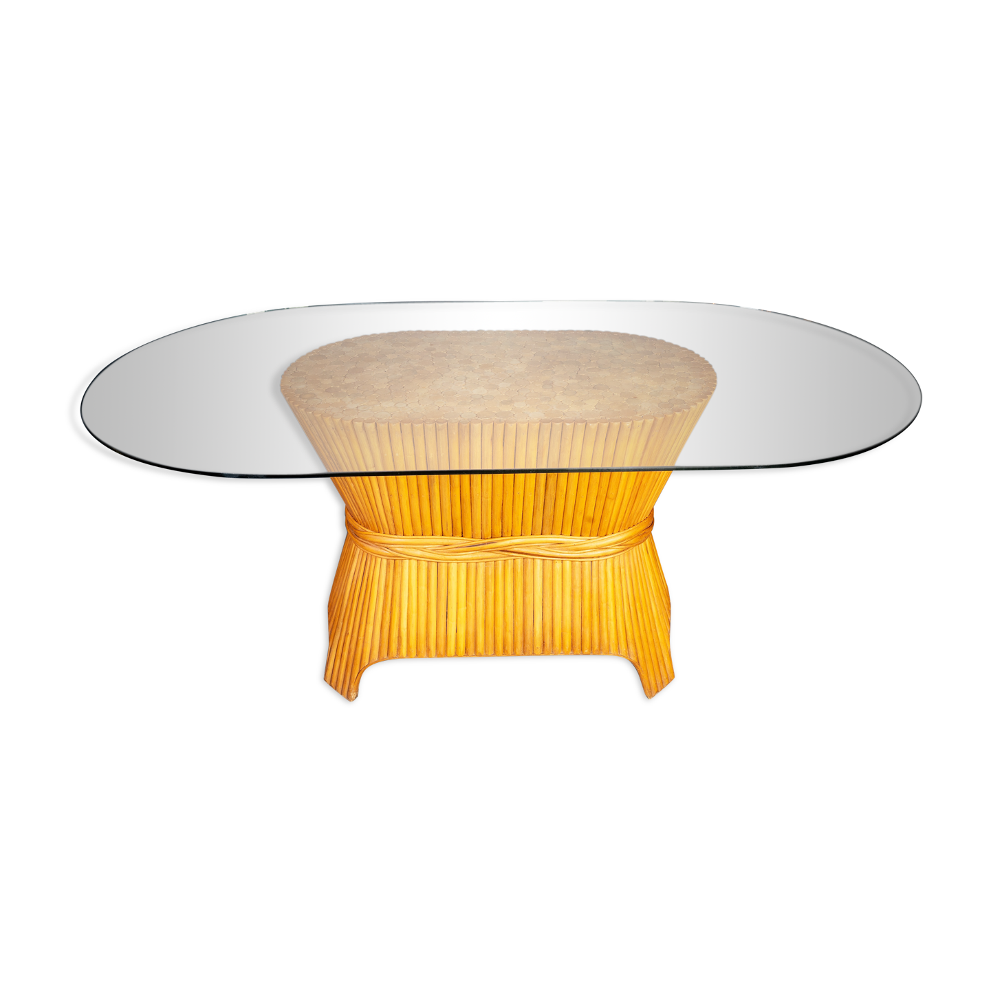 McGuire sheaf of wheat bamboo dining table, USA 1980s