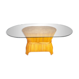 Table à manger McGuire en gerbe de bambou de blé, États-Unis, années 1980