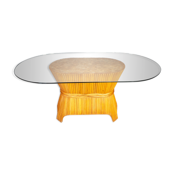McGuire sheaf of wheat bamboo dining table, USA 1980s