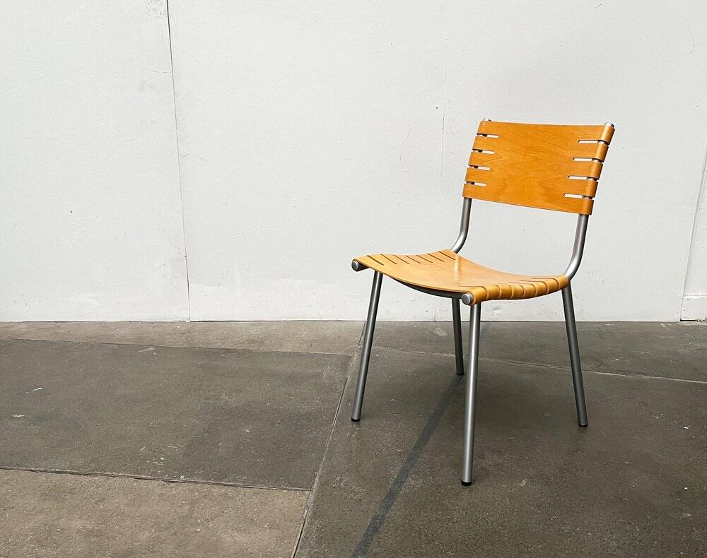 Postmodern chair in metal and wood by Ruud Jan Kokke for Harvink, 1990s.