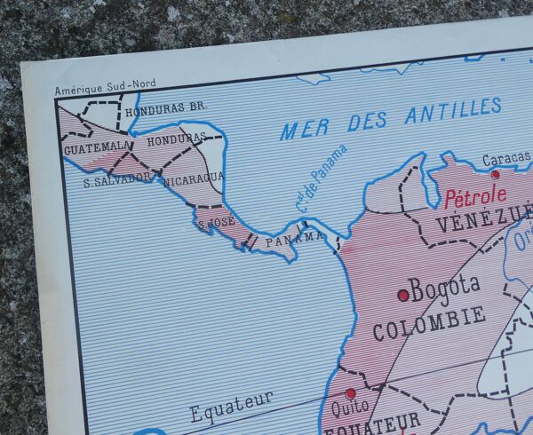 Affiche-carte Scolaire Rossignol : Amérique Du Nord États-Unis / Amérique du sud.