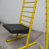 Paire de tabouret de bar italien ajustables jaune laqué et noir