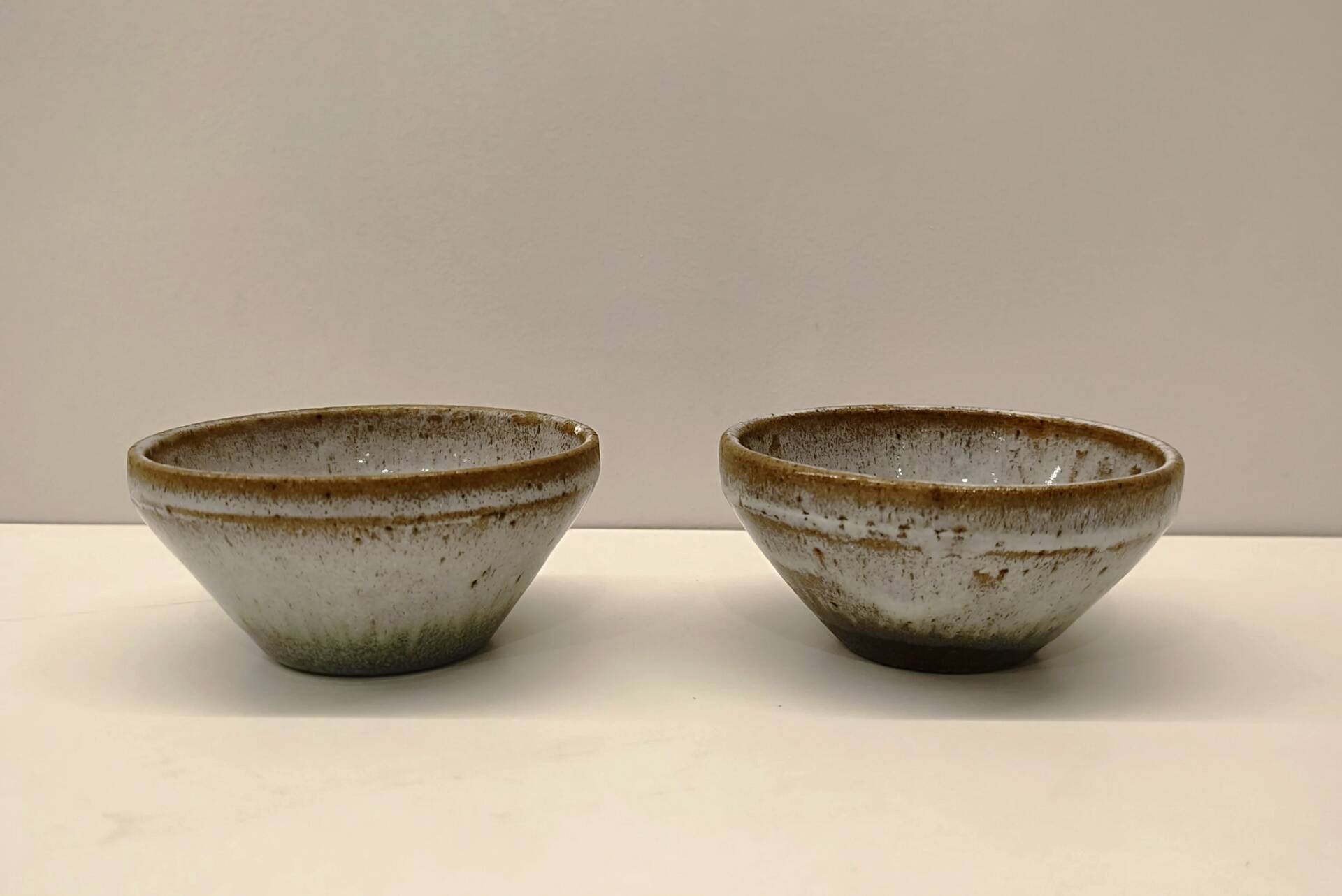 Pair of vintage stoneware bowls – Signed OL / VN (Vallée Noire)