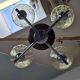 1960s Napako Mid-Century Modern Czech Four-Arm Glass Wood Chrome Chandelier