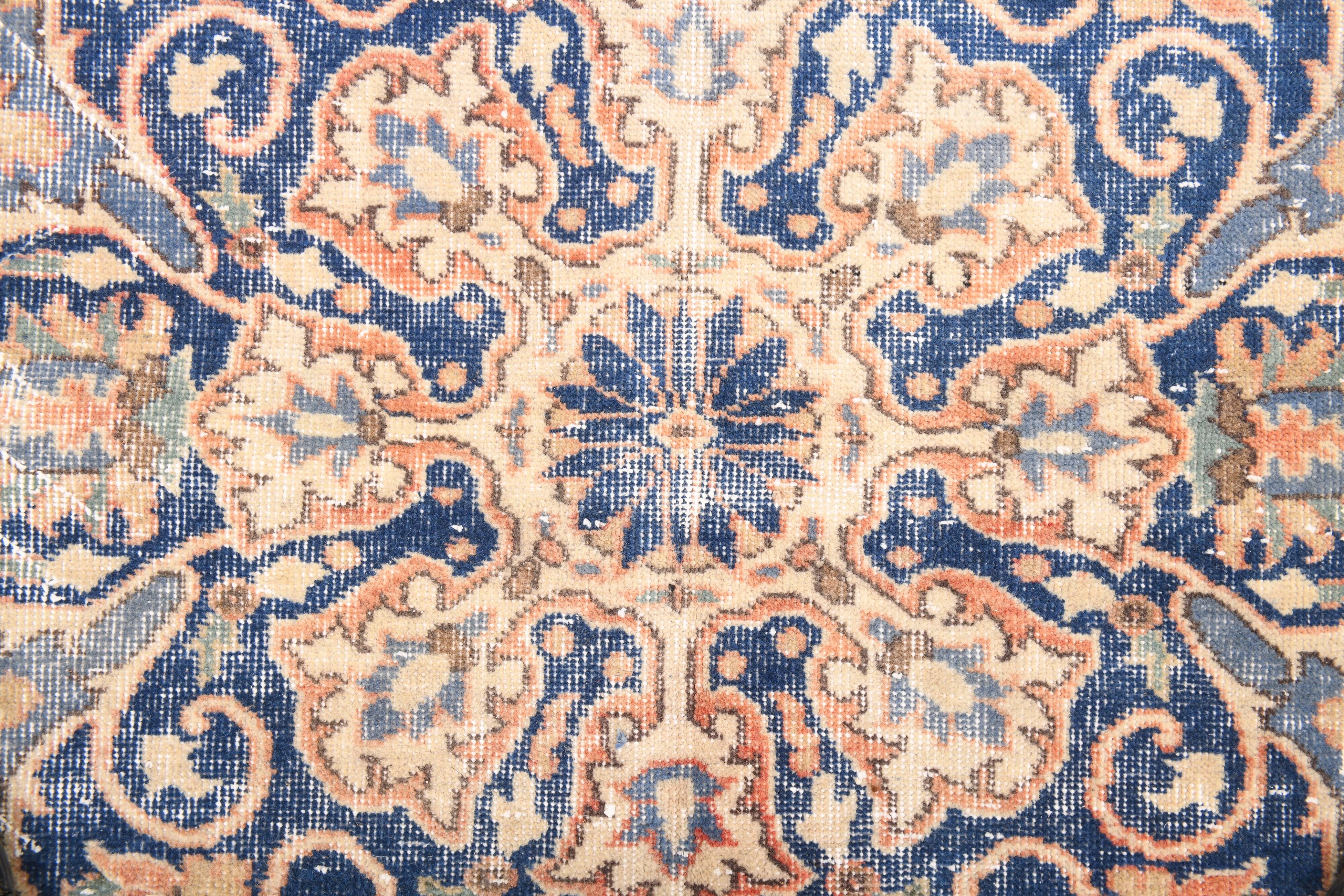 Orange & blue oriental turkish vintage rug