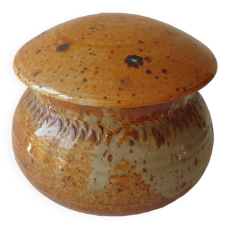 Pyrite stoneware ceramic candy box signed A (Signature to be identified)