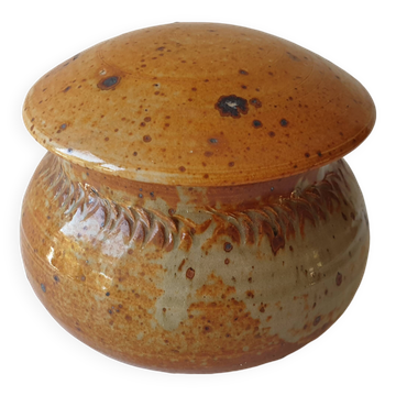 Pyrite stoneware ceramic candy box signed A (Signature to be identified)