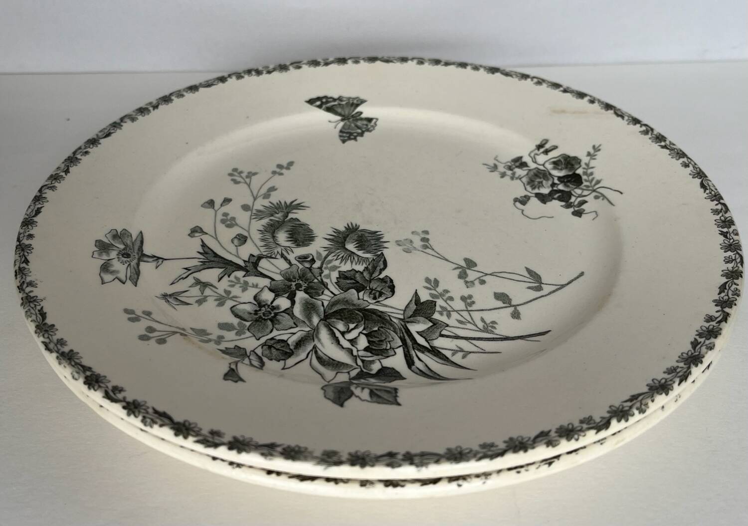 2 Émile Bourgeois iron earthenware flat plates