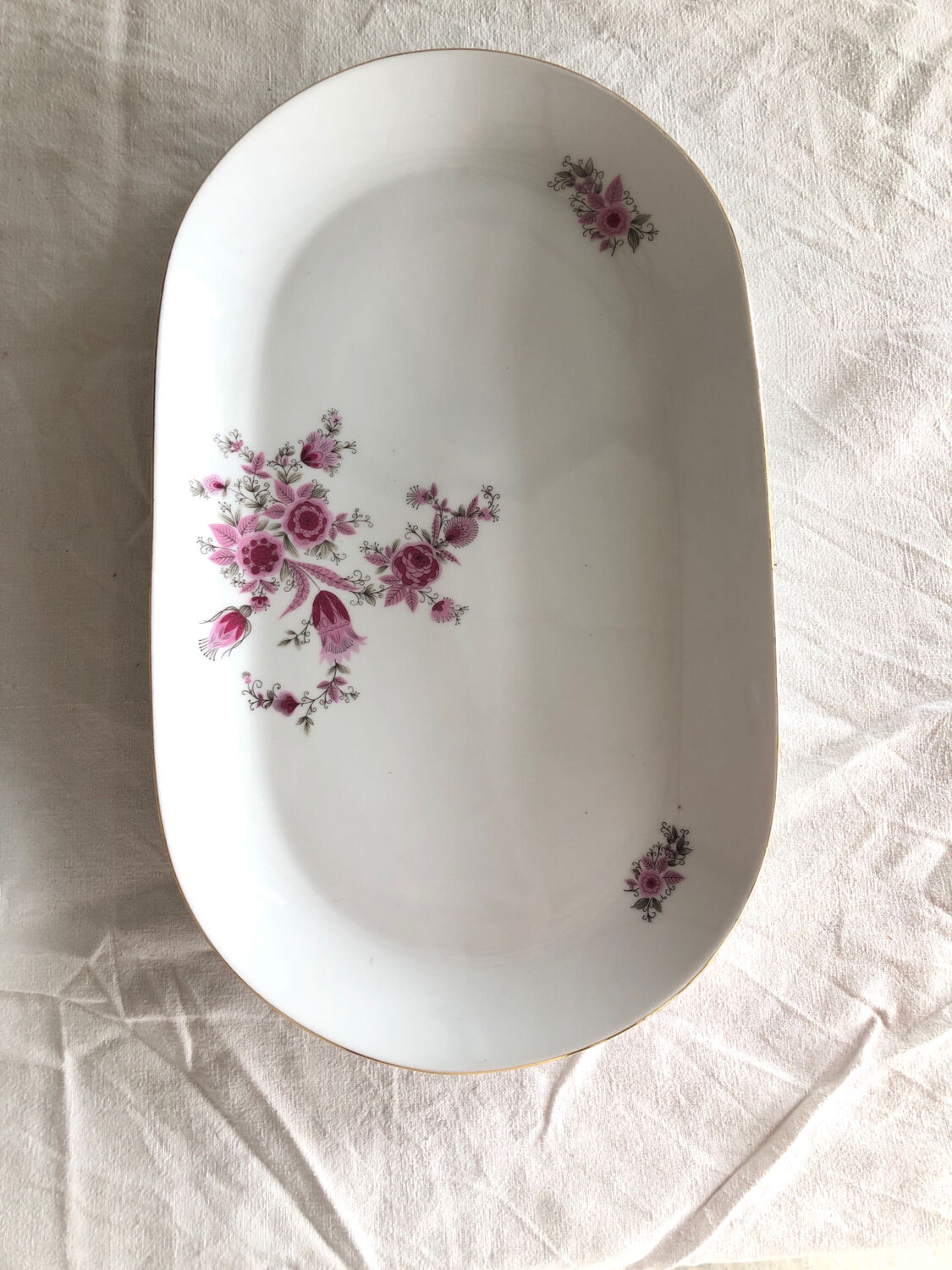 3 oval antique porcelain dishes kahla made a gdr (german)